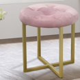 thumbnail image 5 of 17" Pink Velvet Tufted Accent Chair with Gold Metal Legs - Mid Century Modern Side Chair, 280Lb Capacity, 5 of 5