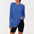 thumbnail image 6 of Zylanna Women's Crew Neck Long Sleeve Tunic Tops, Loose Fall Soft Breathable Thumb Hole Casual Workout Shirts for Daily Athletic Outdoor Wear Blue, 6 of 9
