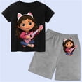 thumbnail image 3 of Conjunto de camiseta y pantalones cortos de algodón de la marca de dibujos animados de la casa de muñecas de Gabby, ropa de verano para niños de manga corta, conjunto para niños y niñas, 3 of 4