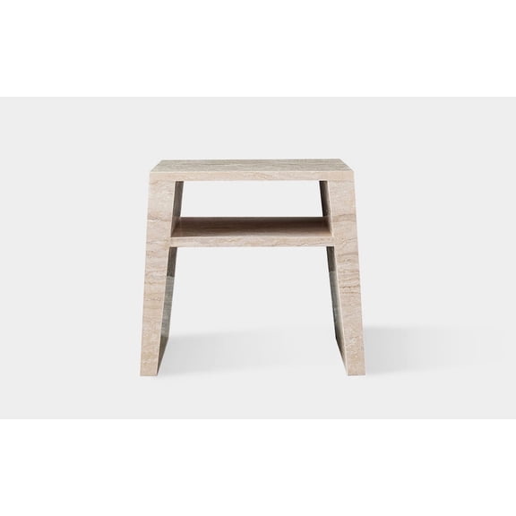 Mofit Home, Zinnia Travertine Square Side Table, 1pc, Modern, Elegant, living room, Furniture for living room.
