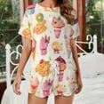 thumbnail image 2 of Cartoon Cake Women's Ruffle Short Sleeve Tops And Shorts Cute Peeps Bunny Pajamas Sets, 2 of 7