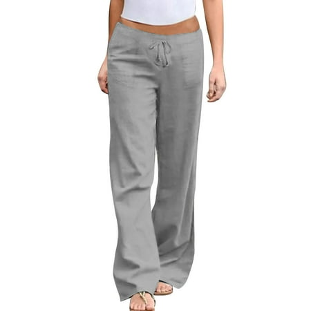 

Yoga Pants Women Women s Pajama Pants Stretch Bottoms Cotton Drawstring Lounge Sleepwear With Pockets(L Gray)
