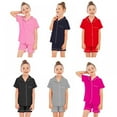 thumbnail image 2 of BULLPIANO Boys Girls Pajamas Set 2 Piece Top and Bottom Sleepwear for Kids Button Down Loungewear Soft Summer Pjs Nightwear Shorts Set, 2 of 7