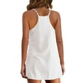 thumbnail image 6 of Vedolay Women Summer Mini Romper Dress V Neck Spaghetti Strap Sundress Athletic Short Dress with Pockets（White,3XL）, 6 of 8