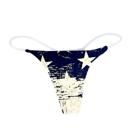 

Booker Womens Thong Underwear Everyday Printed Panties Independence Day Comfort Soft Low Rise Panties