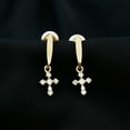 thumbnail image 3 of Rosec Jewels - Lab Diamond Cross Drop Earrings with Screw Back - Christian Faith Earrings for Women - EF-VS Quality, 10K Yellow Gold, 3 of 9