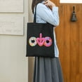 thumbnail image 5 of COMIO 2 Pcs Canvas Tote Bags Cute Aesthetic Tote Bags with Zipper Funny Doughnut Donut Lover - Peace Love Donuts Canvas Tote Bag for Women Ibee Black, 5 of 8
