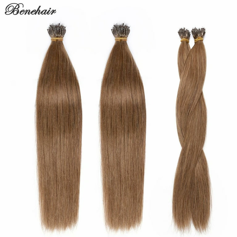 Benehair Micro Loop In Hair Bonds Russian Human Hair Extensions Micro Ring  Beads 100% Remy Hair Extension Micro Link Hair 1g Thick Strands 50g Brown  Soft 