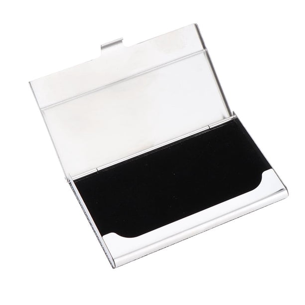 Titular de La Tarjeta de Presentación de Negocios Estuche para Tarjetas de Acero Inoxidable Y Cuero PU de Lujo - gris Soledad Tarjetero de acero inoxidable
