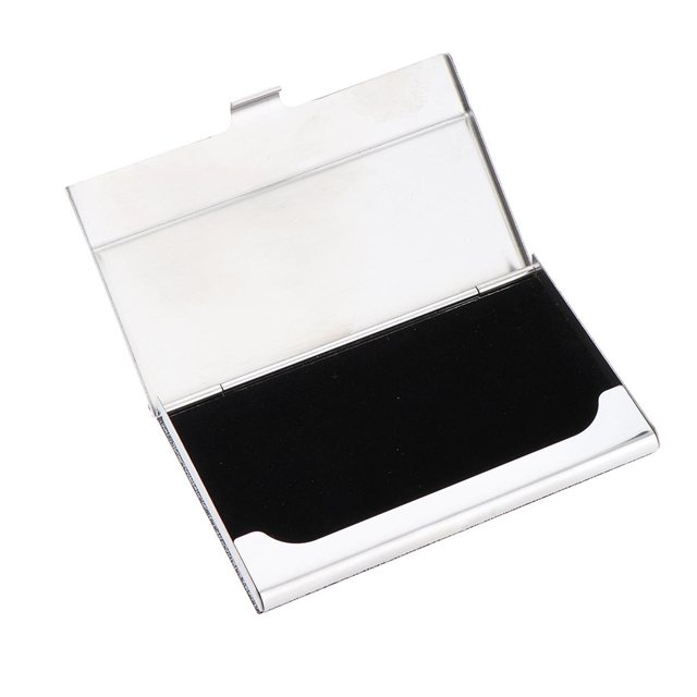 Estuche para tarjetas de visita Yuyangstore profesional de acero inoxidable de cuero PU gris