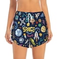 thumbnail image 4 of Lsque Colorful Space Printed Women's Running Shorts with Liner Pockets,Elastic Quick Dry Workout Athletic Gym Yoga Shorts,Womens High Waist Shorts-Large, 4 of 9
