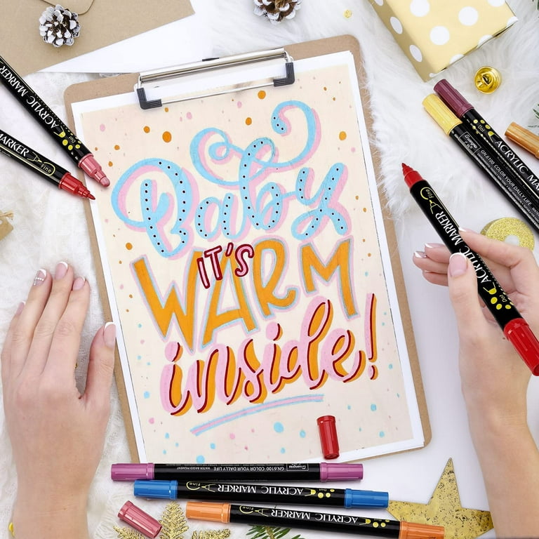 Acrylic Paint Pens, 24 Colors Dual Tip Brush Paint Markers, Premium Ac –  WoodArtSupply