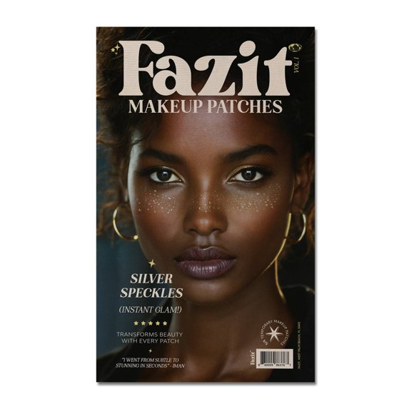 Fazit Makeup Patches - Silver - Face Glitter Makeup Speckles - Glow Up Makeup Patches - Face Glitter Speckles Patches - Cute Glitter Makeup Accessories for Women - Cosmetic Glitter for Face - 6 Count