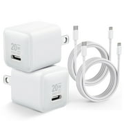 Exgreem iPhone Fast Charger, 2 Pack 20W USB C Power Delivery Rapid Wall Charger Plug with 6FT Type C to Lightning Quick Charging Data Sync Cord Compatible for iPhone/iPad/AirPods