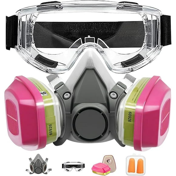 Reusable gas cover respirator mask with filters for painting, chemicals, organic vapors, welding, polishing, woodworking