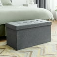 thumbnail image 3 of Patiojoy Grey 31.5" Storage Ottoman Fabric Foldable Toy Chest with Removable Storage Bin, 3 of 6
