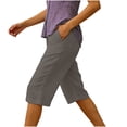 thumbnail image 4 of Women Summer Linen Capris Solid Color Loose Straight Leg Pants with Pocket Elastic Waist Cropped Trousers Gray S, 4 of 6