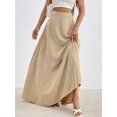 thumbnail image 5 of Khaki Solid High Waist Flowing Maxi Skirt, 5 of 6