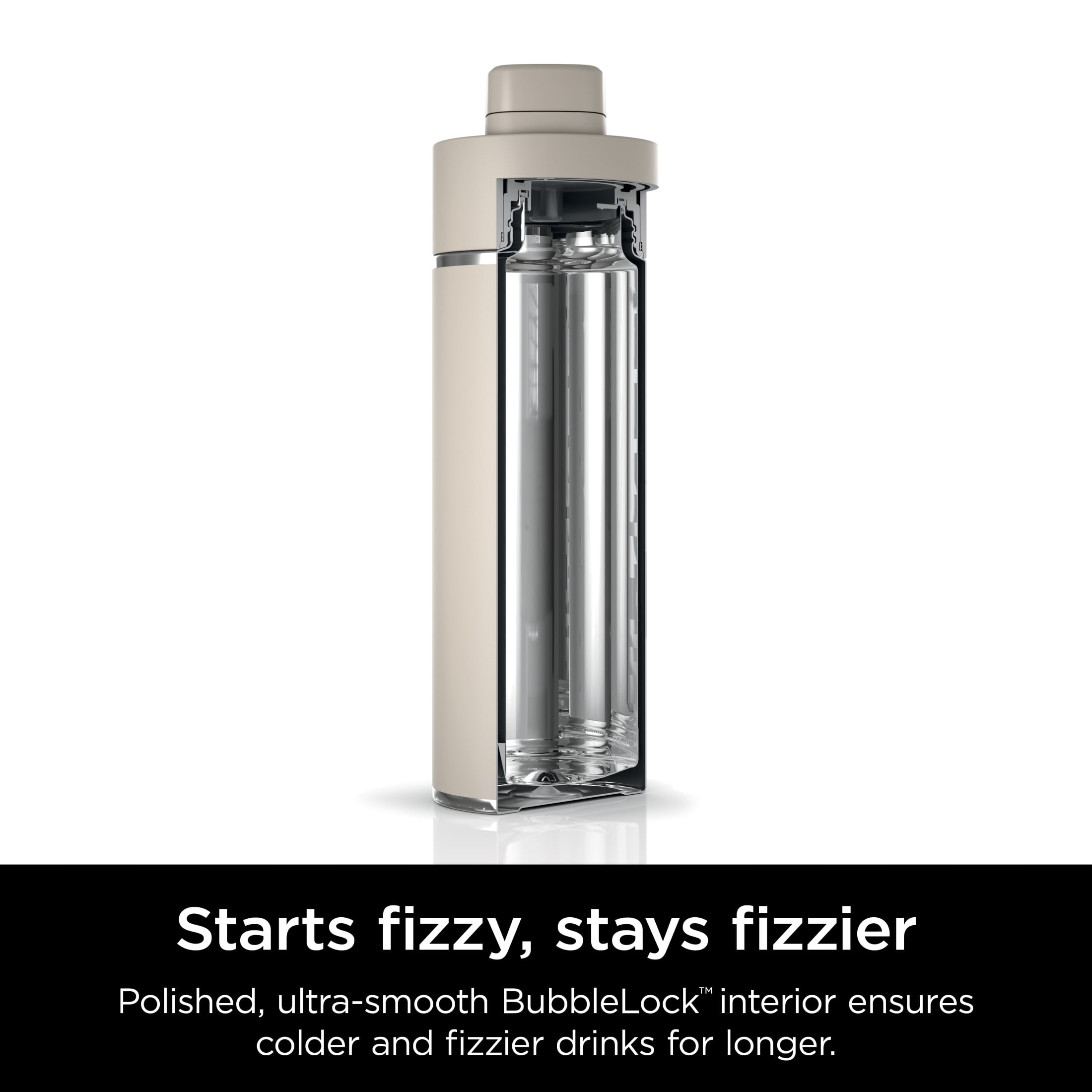 Ninja Thirsti 24oz. Travel Bottle, Leak Proof Stainless Steel Insulated Tumbler for Carbonated Sparkling Drinks, Sandstone