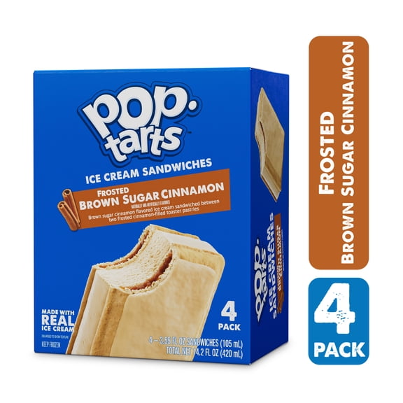 Pop-Tarts Frosted Brown Sugar Cinnamon Ice Cream Sandwiches, 3.55 fl oz, 4 pack (Frozen)