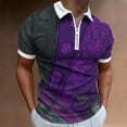 thumbnail image 6 of Afuyipoi Men's T-Shirts,Zipper T-Shirt Turn Down Collar Short Sleeve Athleisure Tees Purple XL, 6 of 7