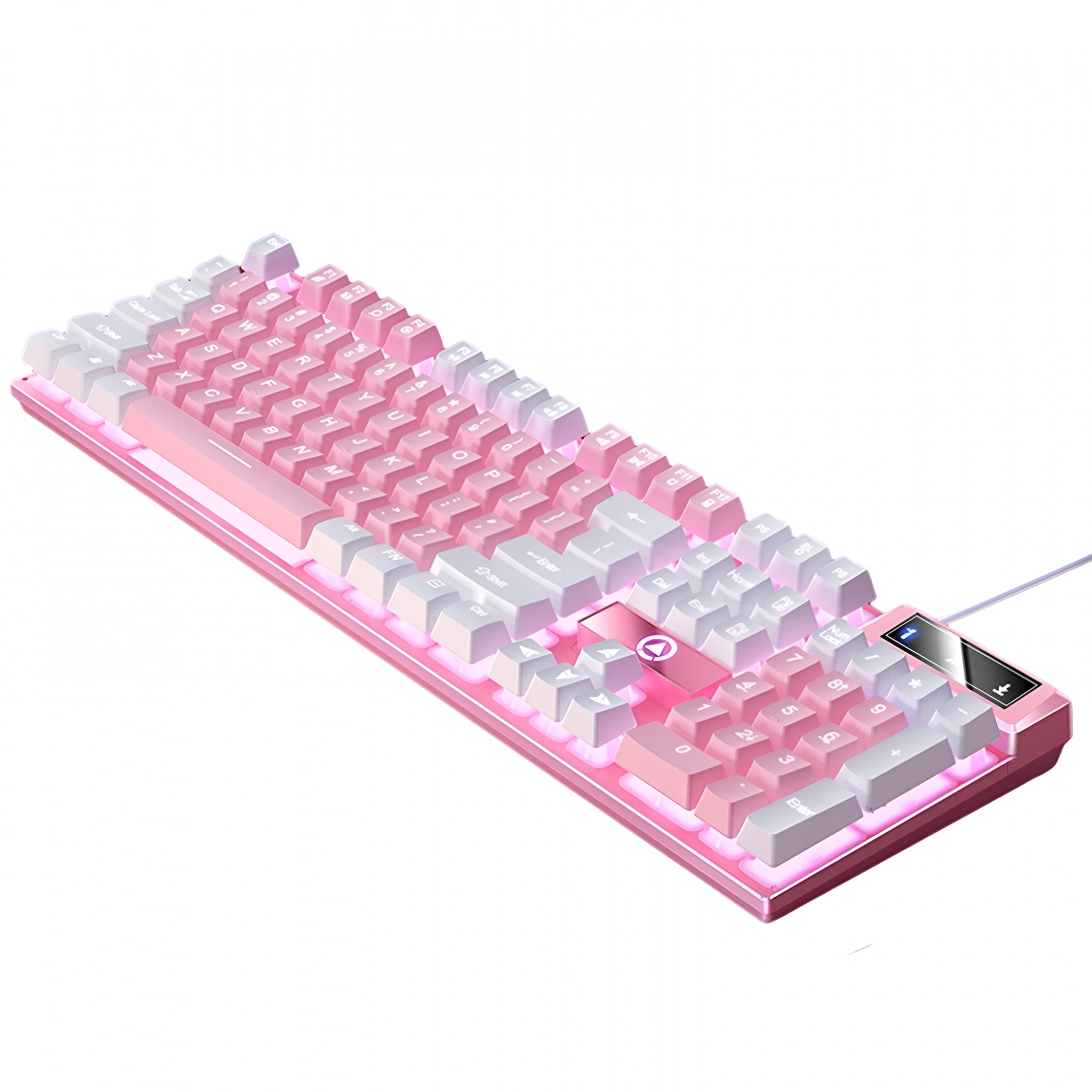 GJX Mechanical Gaming Keyboard USB LED Lighting for Game Office, 435x130x25mm Pink White