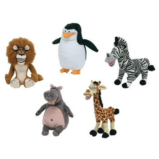 TY Beanie Babies MADAGASCAR 2 Movie Beanies (Set of 5 Gloria, Melman, Marty, Alex & Skipper