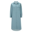 thumbnail image 5 of Mrat Women's Button Denim Long Shirt Dress Long Sleeve Lapel Collar Dress Plus Size Maxi Jean Dresses with Pockets 2024 Fall Trendy S-16 Light Blue 4XL, 5 of 7