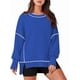 thumbnail image 2 of Sudadera Informal de Cuello Redondo para Mujer, de Larga, Holgada, , con Costuras en Contraste, para Otoño. Azul XXL, 2 of 8
