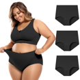 thumbnail image 3 of Womens Underwear 3 Pack High Waist Cotton Regular Plus Size Brief Underwear, 3 of 3