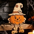 thumbnail image 3 of Wooden Halloween Pumpkin Decoration 6 in - Natural Wood Tabletop Ornament Sign Accent Display for Fireplace Mantel Shelf Tiered Tray Fall Harvest Decor Accent, 3 of 7