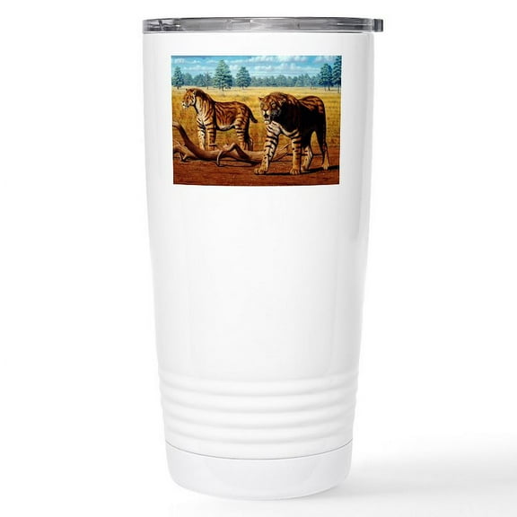 CafePress - Sabre Toothed Cats, Artwork Stainless Steel Trav - Insulated Stainless Steel Travel Tumbler 20 oz.