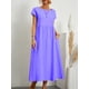 thumbnail image 1 of Harajuku Solid Long Dress Women Summer Casual Short Sleeve O Neck Loose Sundress 2023 Y2K Cotton and Linen Robe Dresses ClothesM Gao Jinjia LED, 1 of 2