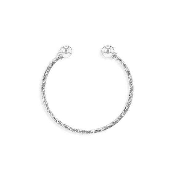 925 Sterling Silver Baby Plain Cuff Bangle Bracelet with Twisted Cable Design