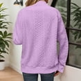 thumbnail image 6 of Womens Long Sleeve Sweatshirts Novelty Quilted Button High Neck Textured Shirts 2025 Fall Winter Casual Fashion Pullover Tops, 6 of 6