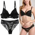 thumbnail image 2 of Levmjia Women Floral Lace Lingerie Set Two Piece Panty Adjustable Thin Straps Underwire Support Thin Cup Soft Breathable Outfit Daily Honeymoon Romantic Private Bedroom Night, 2 of 6