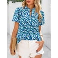 thumbnail image 7 of PRETTYGARDEN Boho Short Sleeve Floral Work Blouses for Women Dressy Casual V Neck Puff Sleeve Loose Chiffon Flowy Tops Shirts, 7 of 7