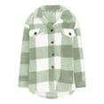 thumbnail image 3 of Green Woman Jackets Shackets for Women 2024 Winter Warm Fuzzy Plaid Shirt Jackets Plus Size Button Down Long Sleeve Coats Going Out Tops for Women, 3 of 5