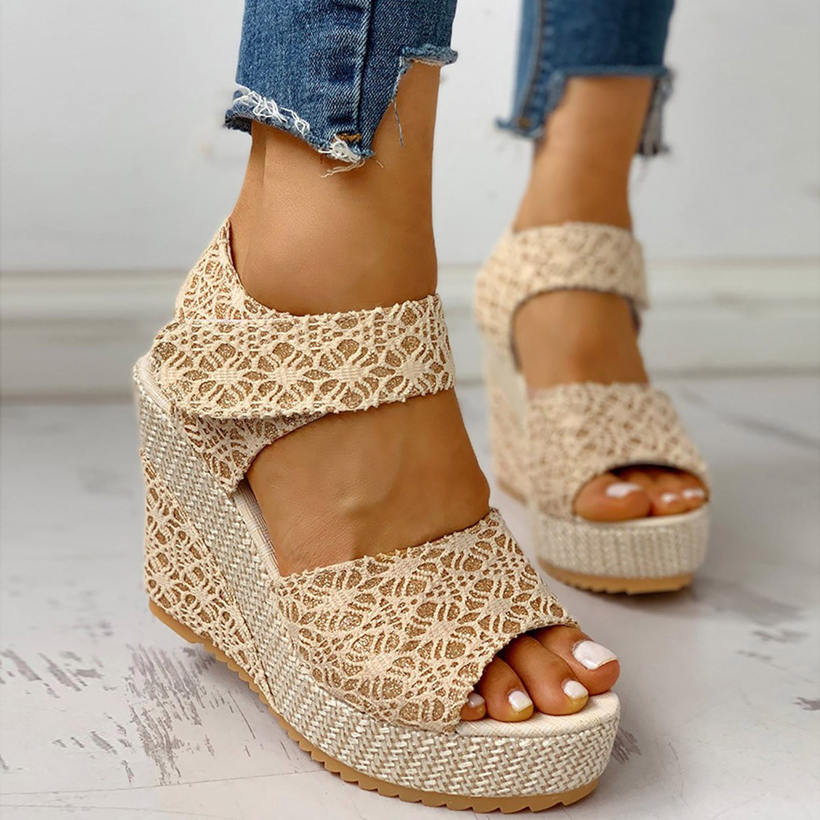 nsendm Women Shoes Adult Female Womens High Heel Boots Calf High Wedges Sandals for Women Ladies Shoes Casual Shoes Knee High Fall Boots for Women Gold 7 Walmart
