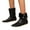 Black, variant on Women's Leather Flat Mid Calf Boots Fashion Snap Slip On Fold Over Booties Casual Non Slip Motocycle Boots Brown Size 6