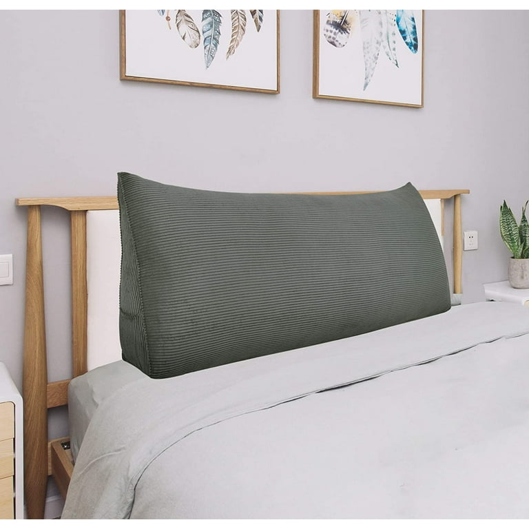 Rounuo Oversized Bedside Wedge Pillow Twin 39 Upholstered Headboard Back Support Removable Washable Cover Body Pillow for Sitting in Bed Couch Reading Watching TV Breastfeeding Gray Walmart