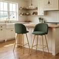 thumbnail image 1 of Homy Casa Set of 2 24.4" Swivel Bar Stools, Green Fabric Counter Chairs for Kitchen Island & Home Bar, 1 of 7
