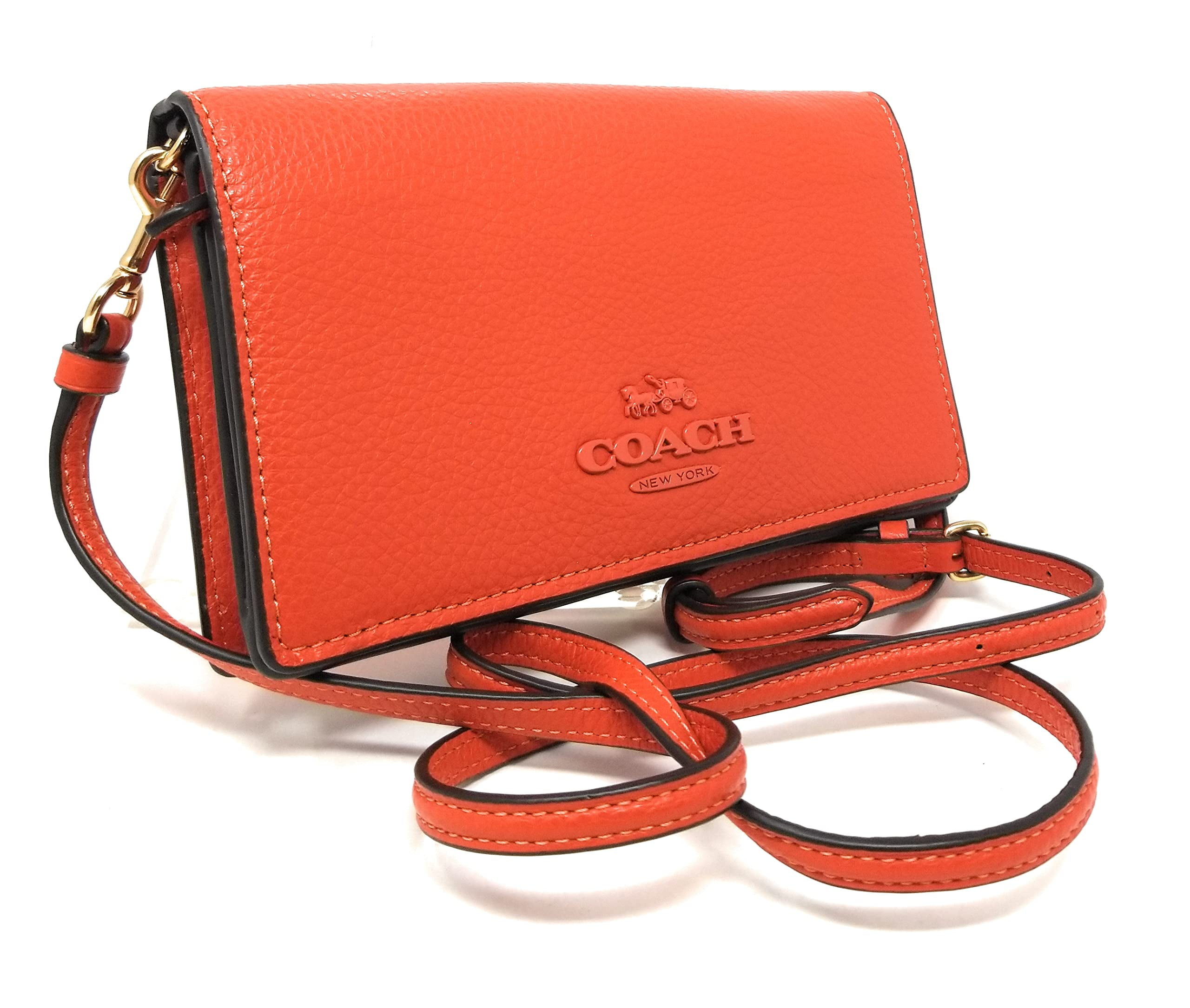Coach Women s Anna Foldover Crossbody Clutch Pebble Leather