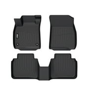 Ikon Motorsports Floor Mats Compatible With 2023-2025 Honda Accord, 3D Molded Car Carpets 1st 2nd Row Front Rear Protection Pad 3PC Set Black TPE All Weather Liner Protector Cover