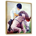 thumbnail image 3 of Designart 'Jockey On Galoping Pink Horse' Farmhouse Framed Canvas Wall Art Print, 3 of 5