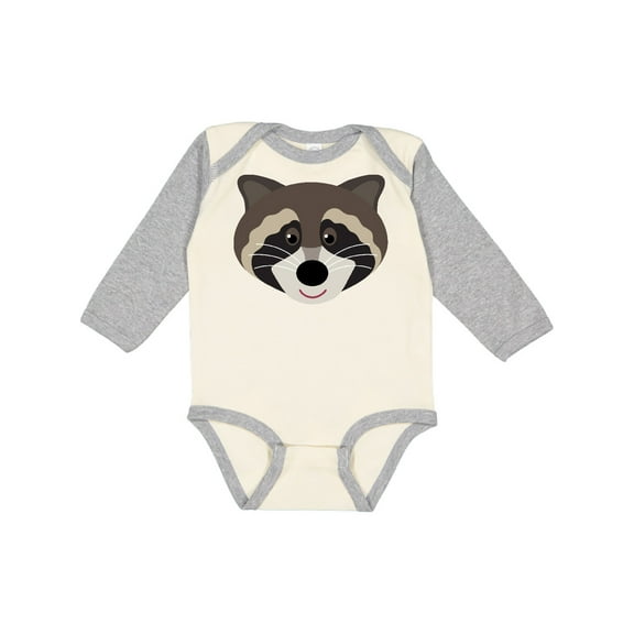 Inktastic Raccoon Animal face Boys or Girls Long Sleeve Baby Bodysuit