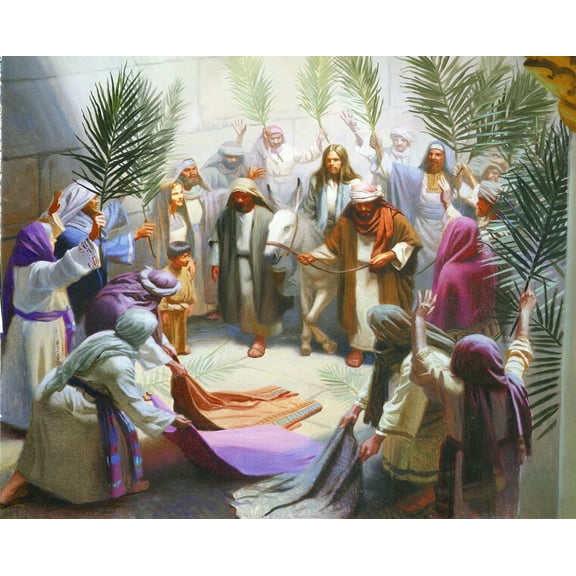 Catholic print picture - Palm Sunday T - 8" x 10" ready to be framed