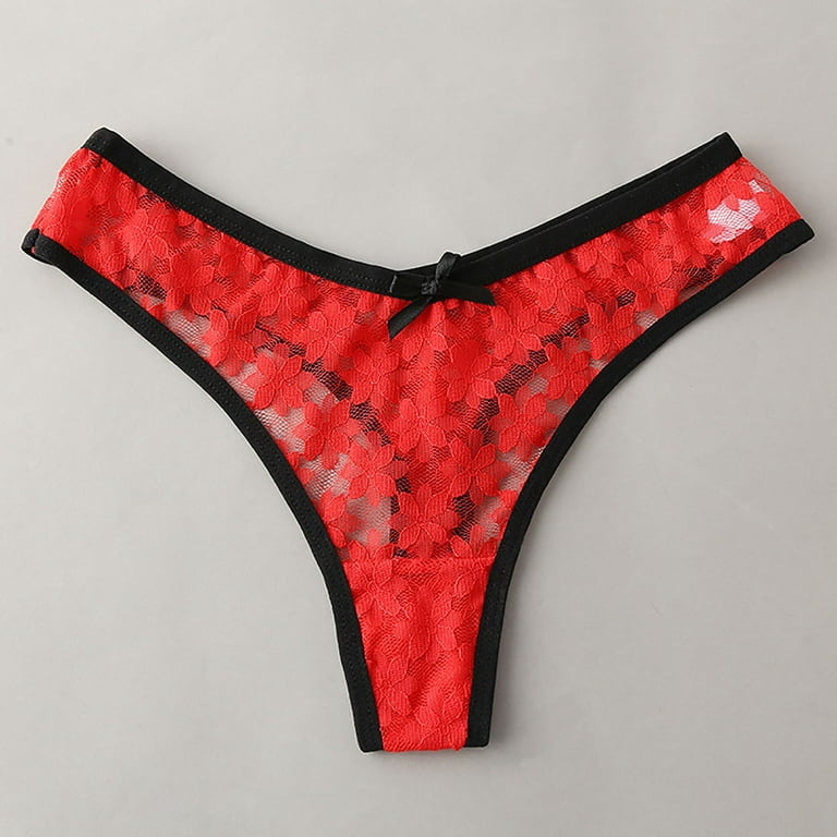 Zuwimk Cotton Thongs For Women,Women Mesh Thongs Panties Bikini Lightweight  No Show Underwear Red,One Size