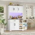 thumbnail image 3 of Hiphuta 71”Tall Modern Pantry Cabinet with Power Outlet & LED, Freestanding Kitchen Hutch Cabinet for Dining Room, White, 3 of 8