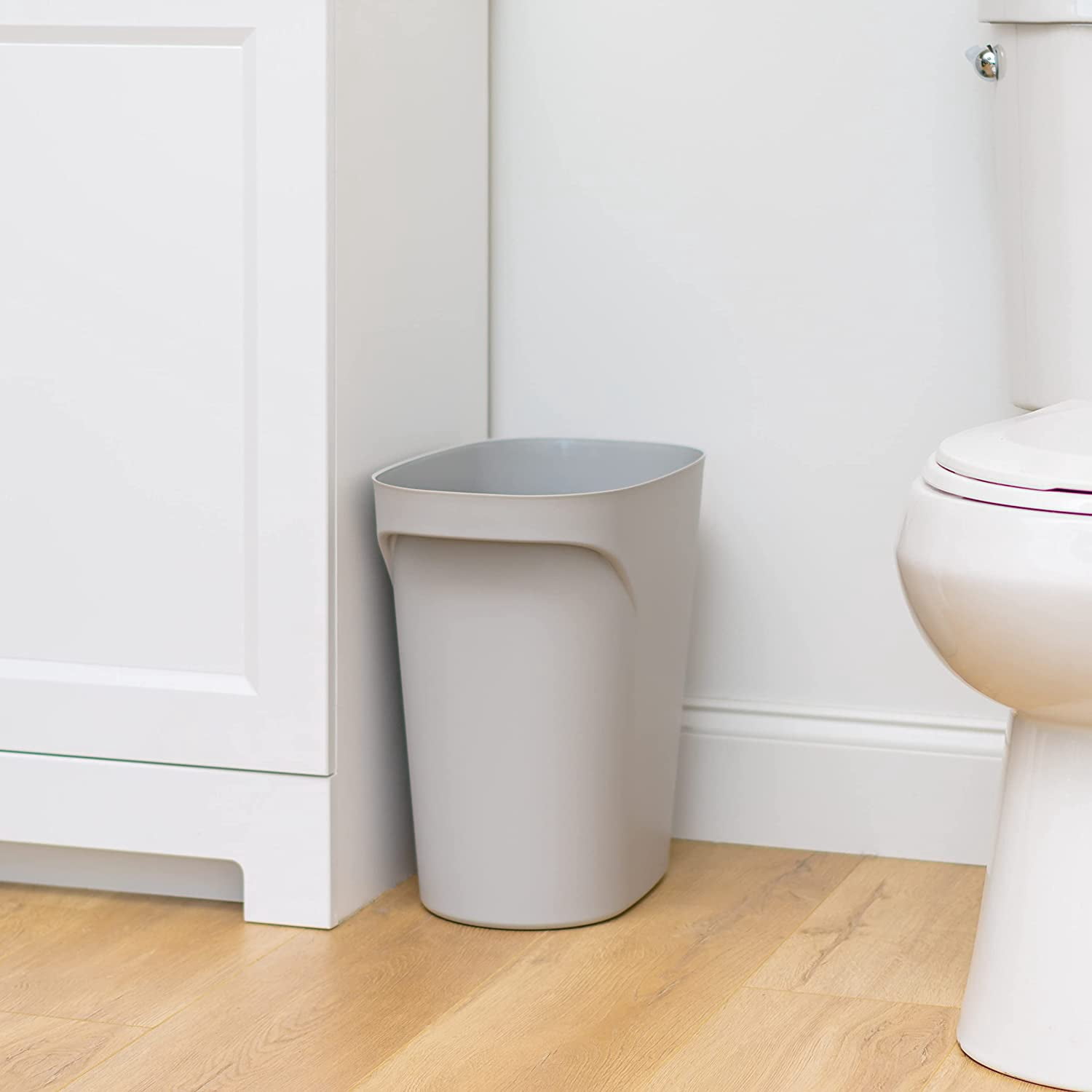 IRIS 6 Gal Plastic Trash-Can for Bathroom-Kitchen-Bedroom, Gray, 3Pk